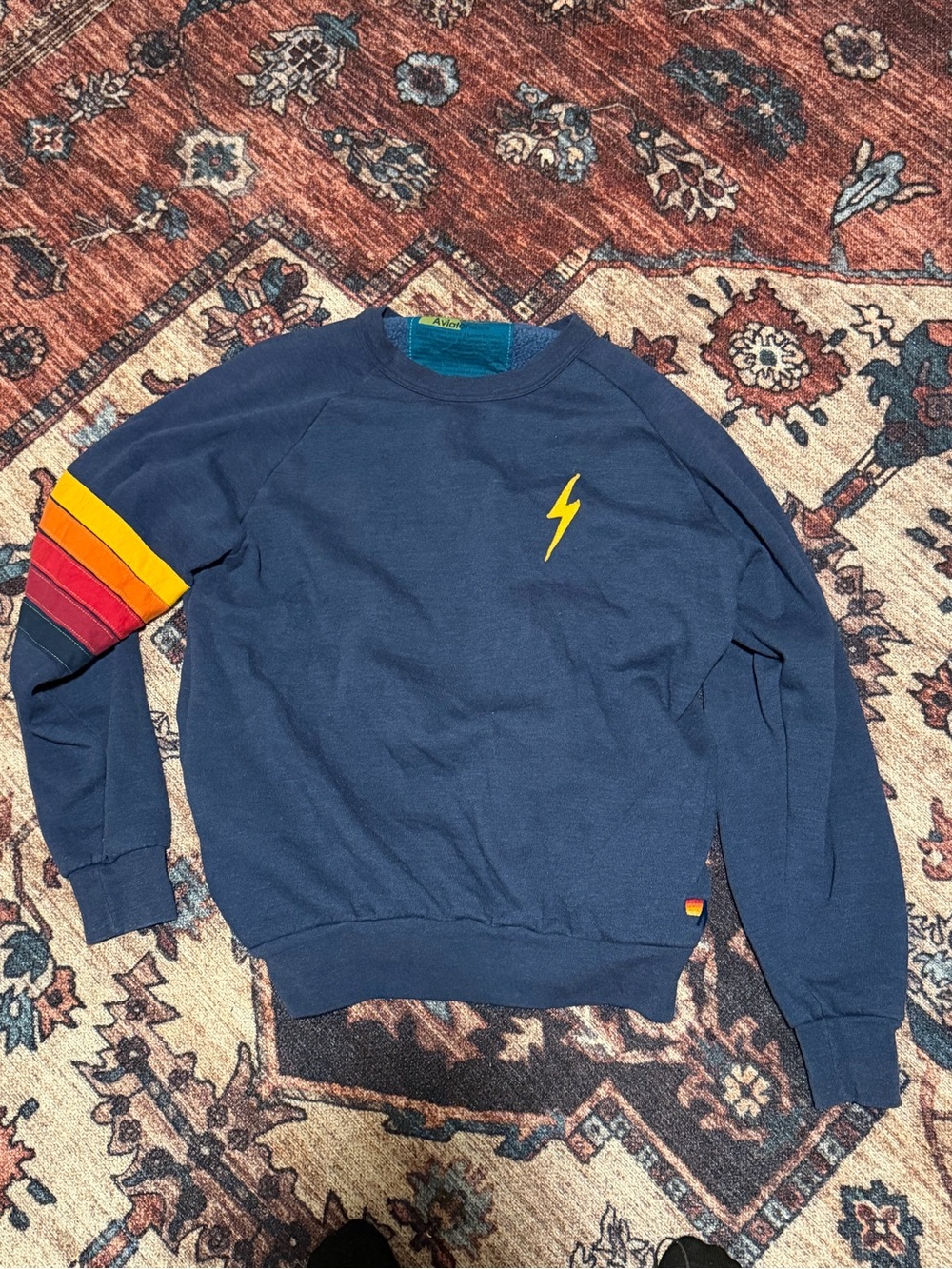Men's Navy Sweatshirt with Yellow Lightning Accent